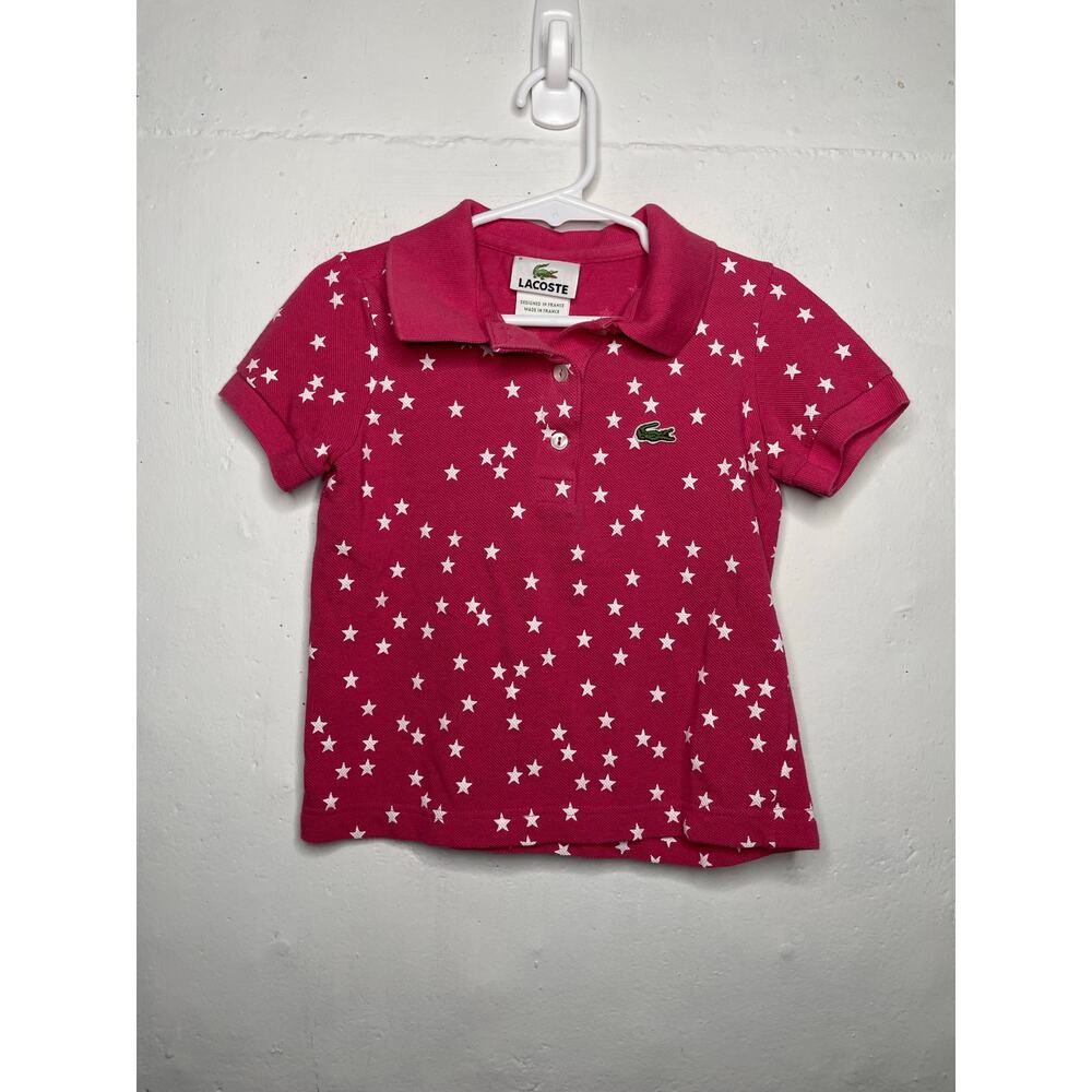 Lacoste Girls Pink Polo and White Stars Size 8